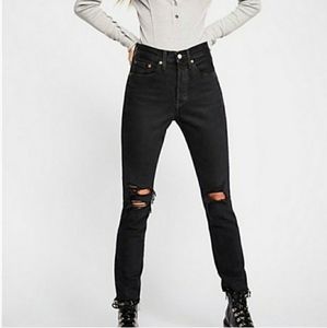 Levi's 501 Skinny Black Distressed Jeans